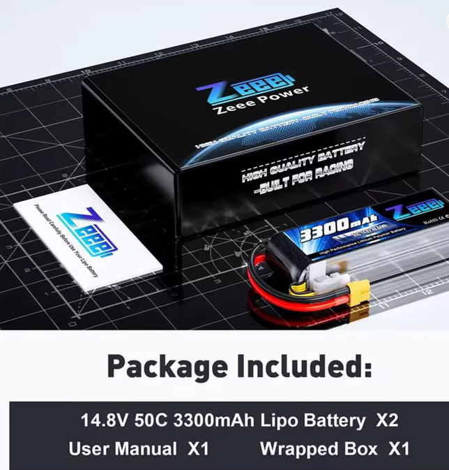 2pcs Zeee 4S Lipo FPV Drone Battery 14.8V 3300mAh 50C Softcase with XT60 Plug for RC Car RC Helicopters Trucks RC Model Parts